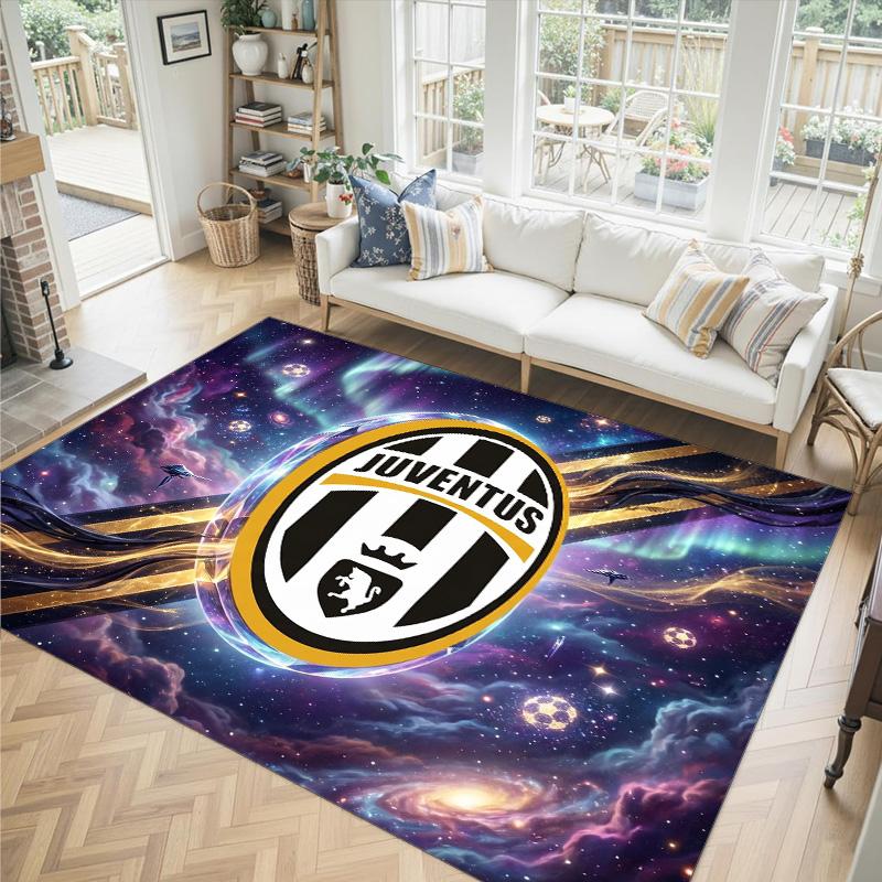 Juventus FC Design Kristall-Samt-Teppich Gemütlich Nicht?Rutschfester Teppich mit Aufdruck für Schlafzimmer Wohnzimmer Eingang
