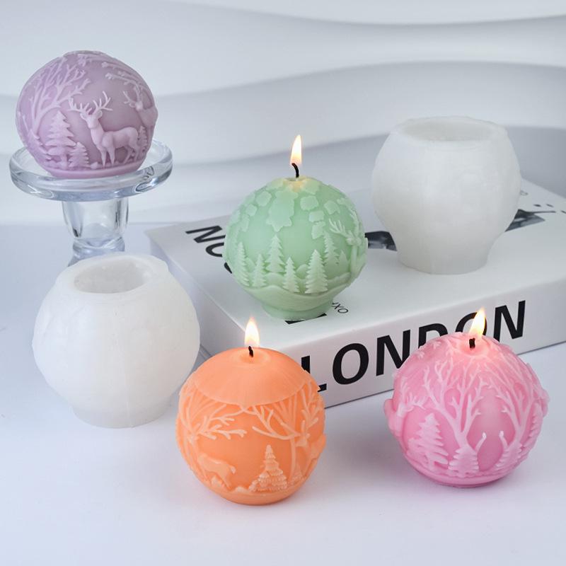 Christmas Ball-Shaped Silicone Candle Mold for DIY Aromatherapy & Plaster Decorations