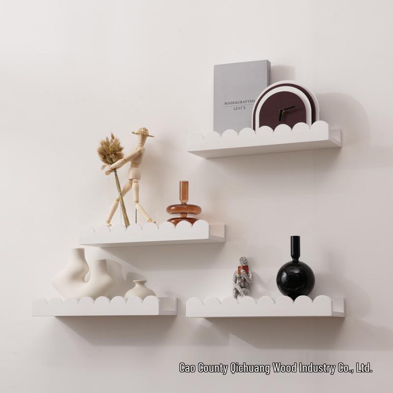 Solid Wood Lace Wall-Mounted Decorative Shelf for Home Living Room