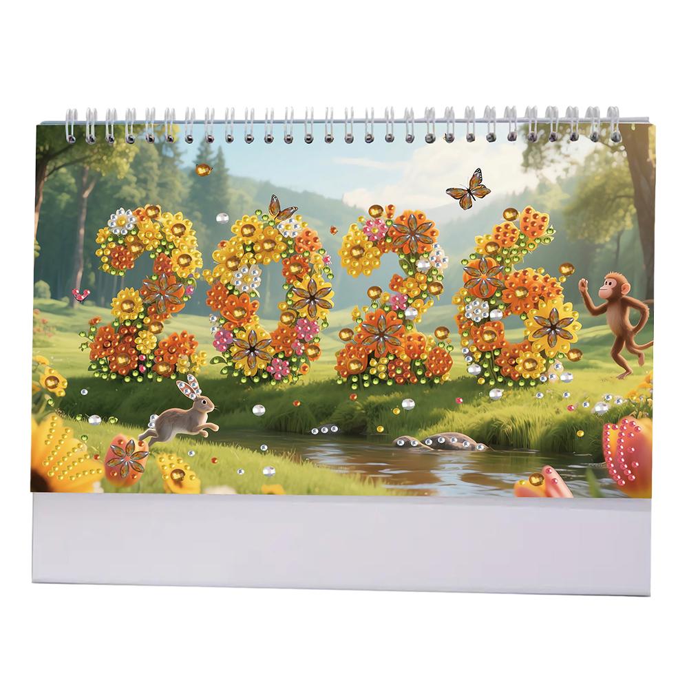 5D/DIY Kalender Diamantmalerei Kalender-Set Diamond Art Papier Tischkalender Glänzende Strasssteine Dekor Kalender Geschenk für Freunde