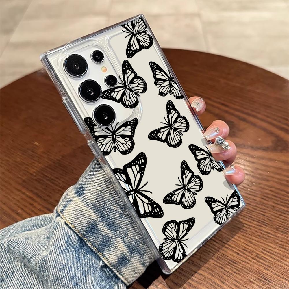 Trendy Butterfly Phone Case For Samsung Galaxy Note 20 S25 S24 S23 S22 S21 Ultra FE Plus A55 A54 A53 A35 A34 5G Silicone Funda