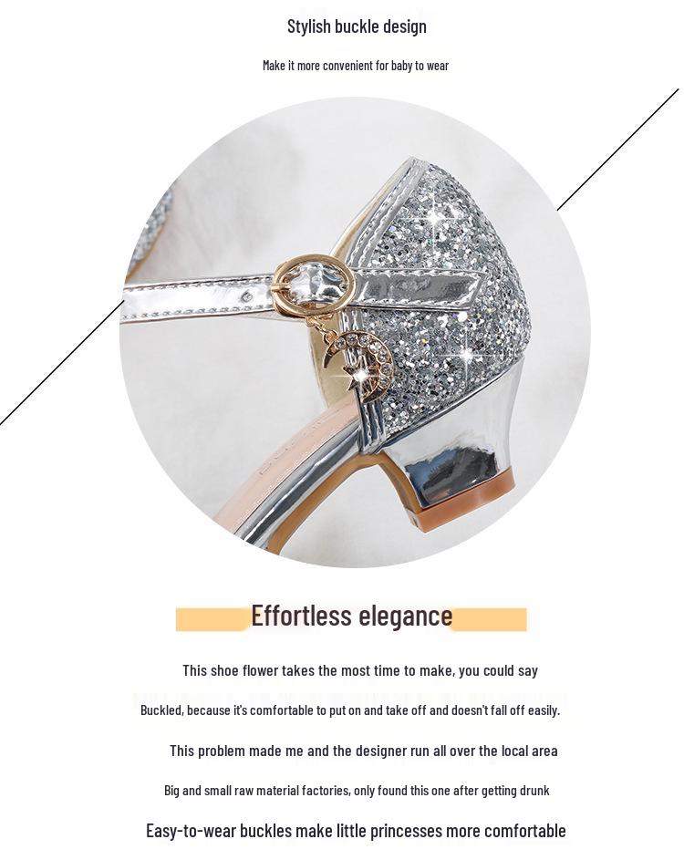 Girls' Golden Princess Shoes: Non-slip, Breathable Korean Style Sandals for Summer.