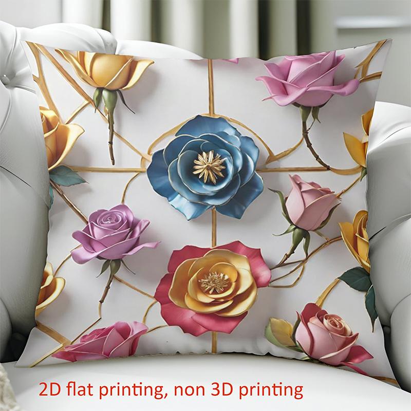 1 Pieces Colorful Roses 2D Printed Cushion Pillow Home Decor Polyester pillowcase, sofa decorative cushion cov Headboard Pillow