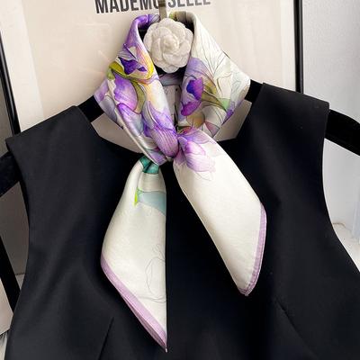 New 100% Pure Silk Scarf Women Neck Hair Foulard Luxury High Quality Bandana Square Headband Hijab Print Poncho Scarves Pashmina
