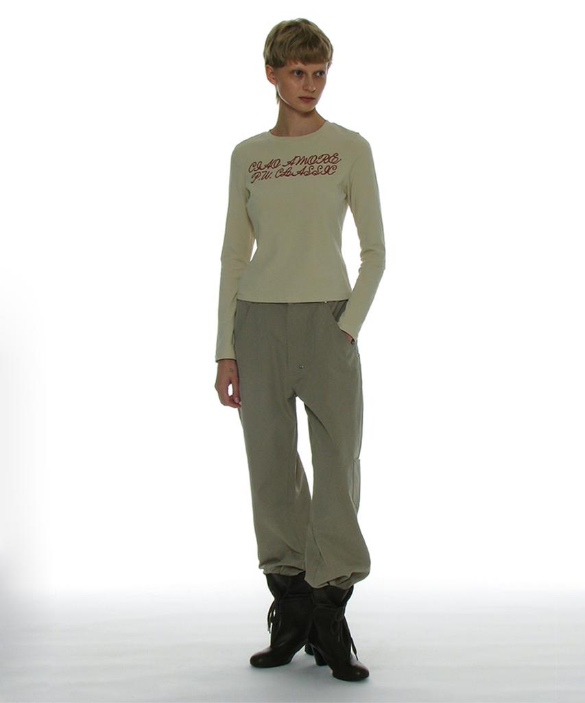 PARTIMENTO WOMEN 93 Studded Printed Long Sleeve Tee_Cream