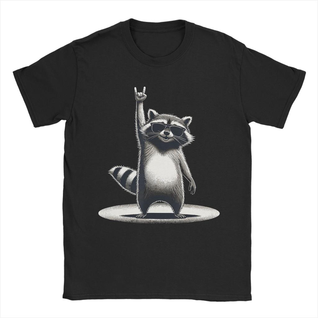 Retro Raccoon Rock Music Gift Unisex Kids Women Funny Raccoon Cotton T Shirt For Unisex Summer Vintage T Shirts Oversized Cheap Tops