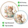 Cat Tea Cup Floral Heart Wall Sticker Self-Adhesive No Glue Residue Hallway Bedroom Home Decor Art