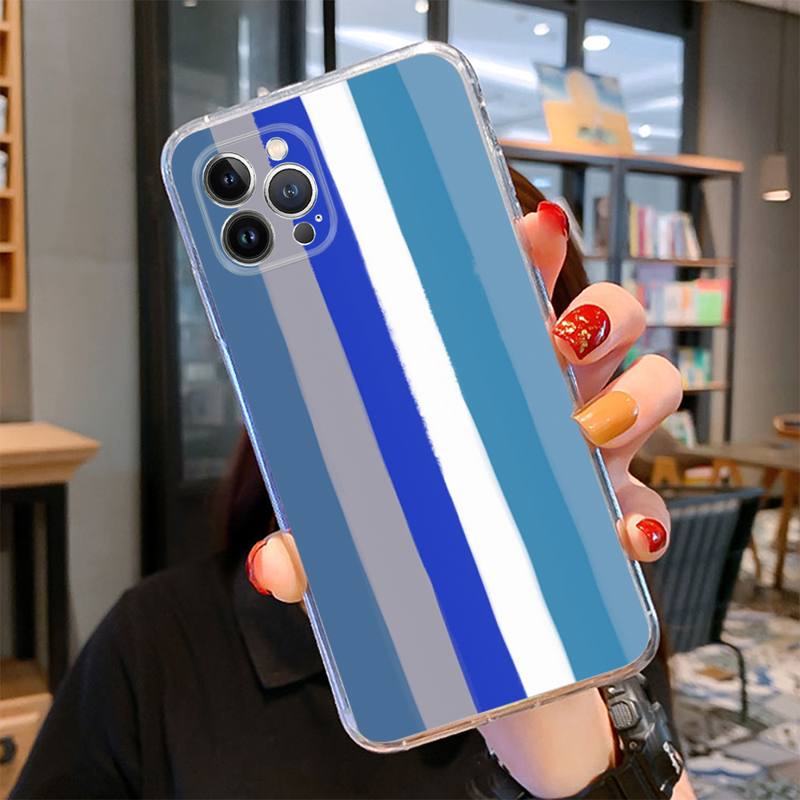 Colorful Rainbow Stripe Phone Case For iPhone 14 13 12 11 Pro Max XS X XR SE 2020 6 7 8 Plus Mini Transparent Shell