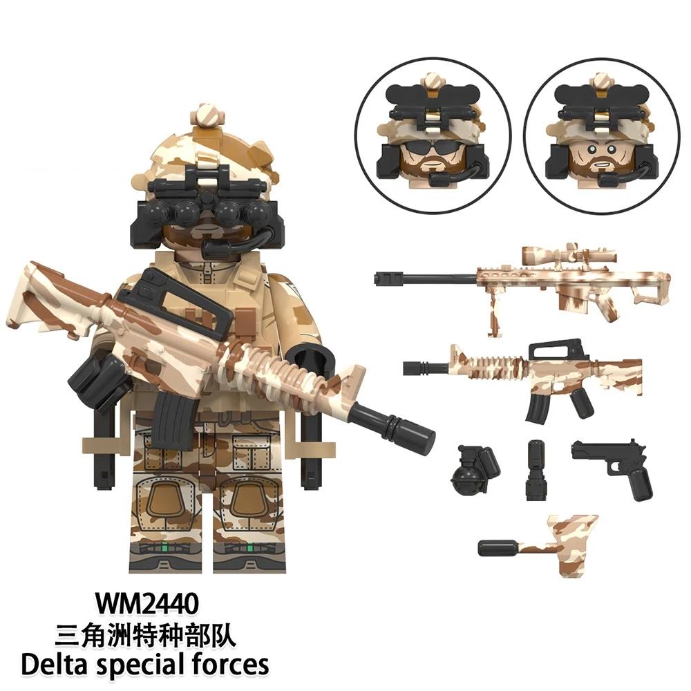 Wm6147 Ww2 Military Special Forces Weapons Soldier Ksk Alpha Snow Leopard Navy Seals Dleta Figura Model Toys