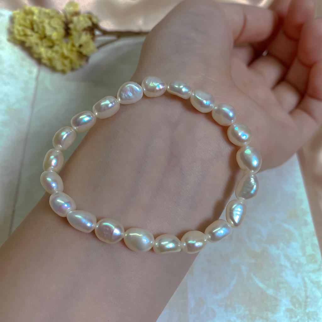 Feedback Natural Baroque Freshwater Pearl Bracelet Women's Elastic Line Elastic String Rope Bracelet Simple Versatile Wholesale