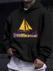 American/European Style Unisex Autumn/Winter Printed Hooded Long-Sleeve Sweatshirt, Lavender Sailboat Seascape Printed Hooded Sweatshirt, Pastoral Sea
