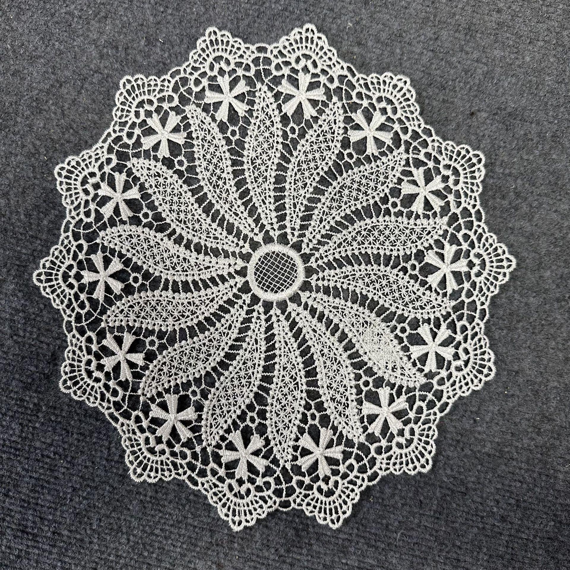 Водорастворимая кружевная салфетка-подставка Французская ажурная вышитая ткань декоративный орнамент реквизит подставка на обеденный стол белая круглая салфетка-подставка 30cm