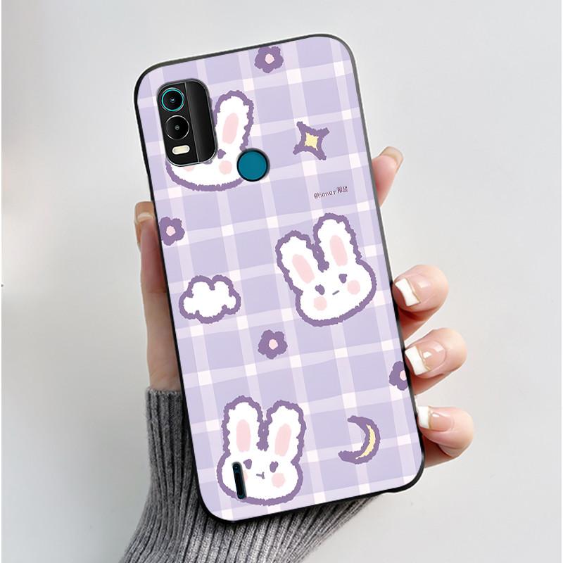 Custodia Nera Morbida Antiurto Per Nokia C21 Plus Cover Per Nokia C22 Popolare Virale Morbida Fantasia Stampata Coniglio Bianco Cover Posteriore
