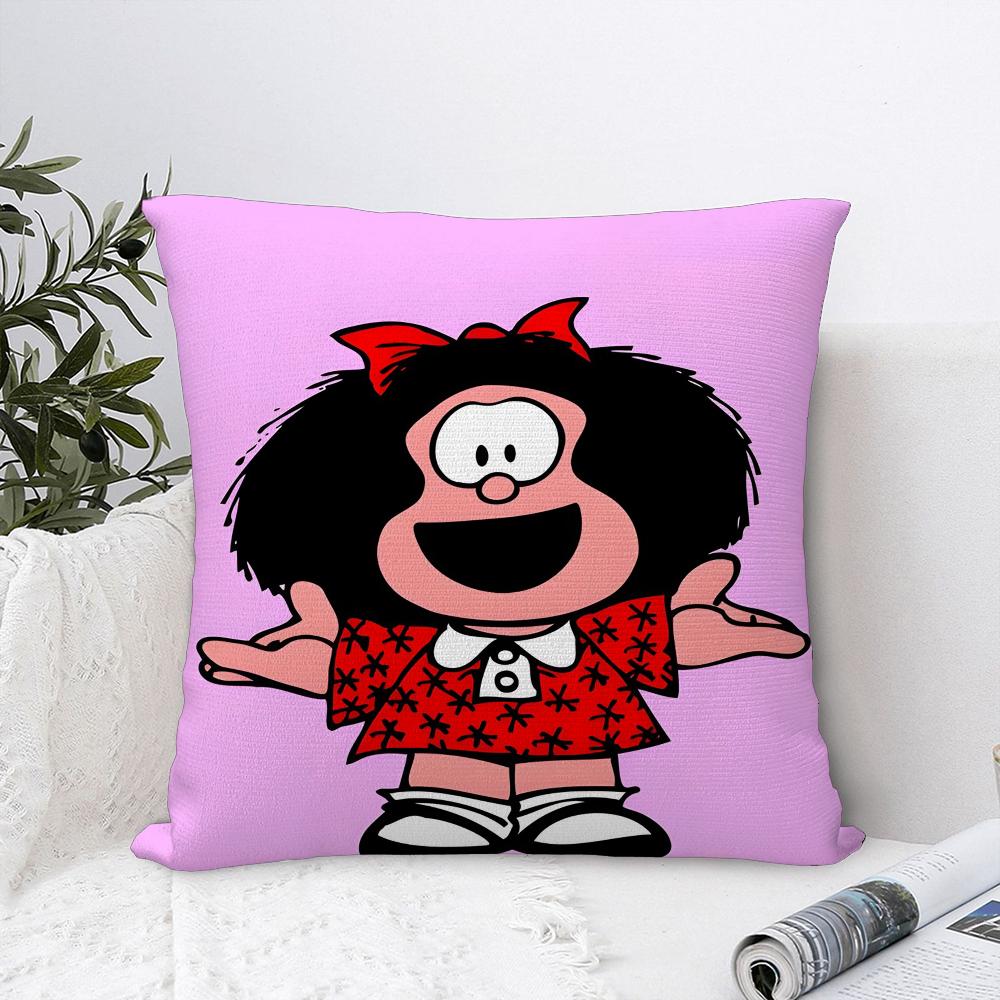 Cartoon M-Mafaldas Pillow Case Sofa Decorative Home Double-sided Print Plush Square Throw Pillow Covers Cushion Decor Cover