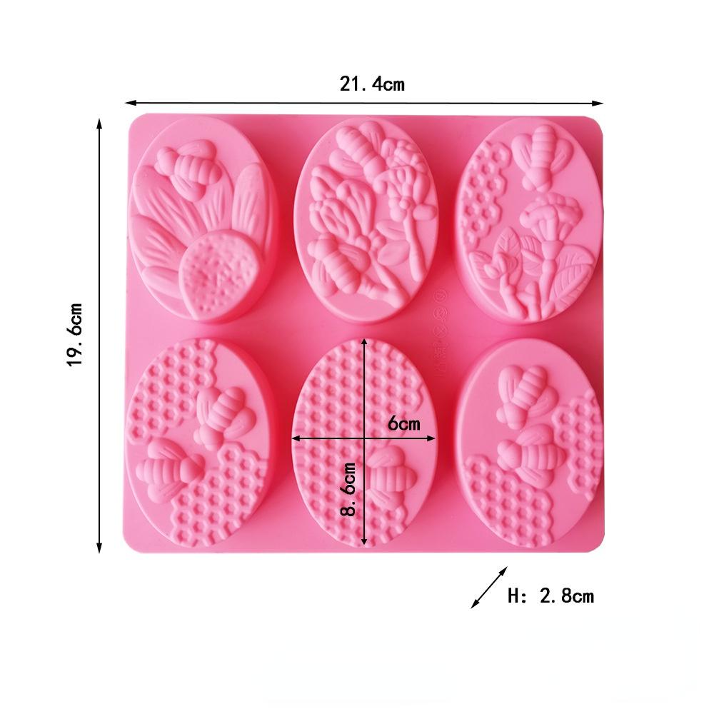 Formă din silicon pentru săpun lucrat manual, cu 6 cavități, în formă de albină, din silicon.