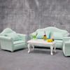Living Room Sofa Set 1/12 Scale Wooden Base Cloth Covered Mini Furniture for Doll House Accessories and Collectibles