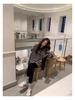 Autumn/Winter Japanese Style Color Block Stripe Loose Fit Round Neck Top