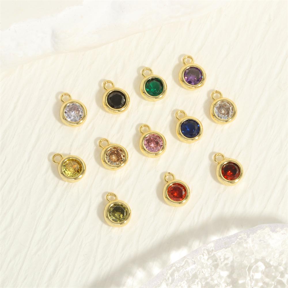 

Colorful Zircon Round Birthstone Pendant for DIY Jewelry