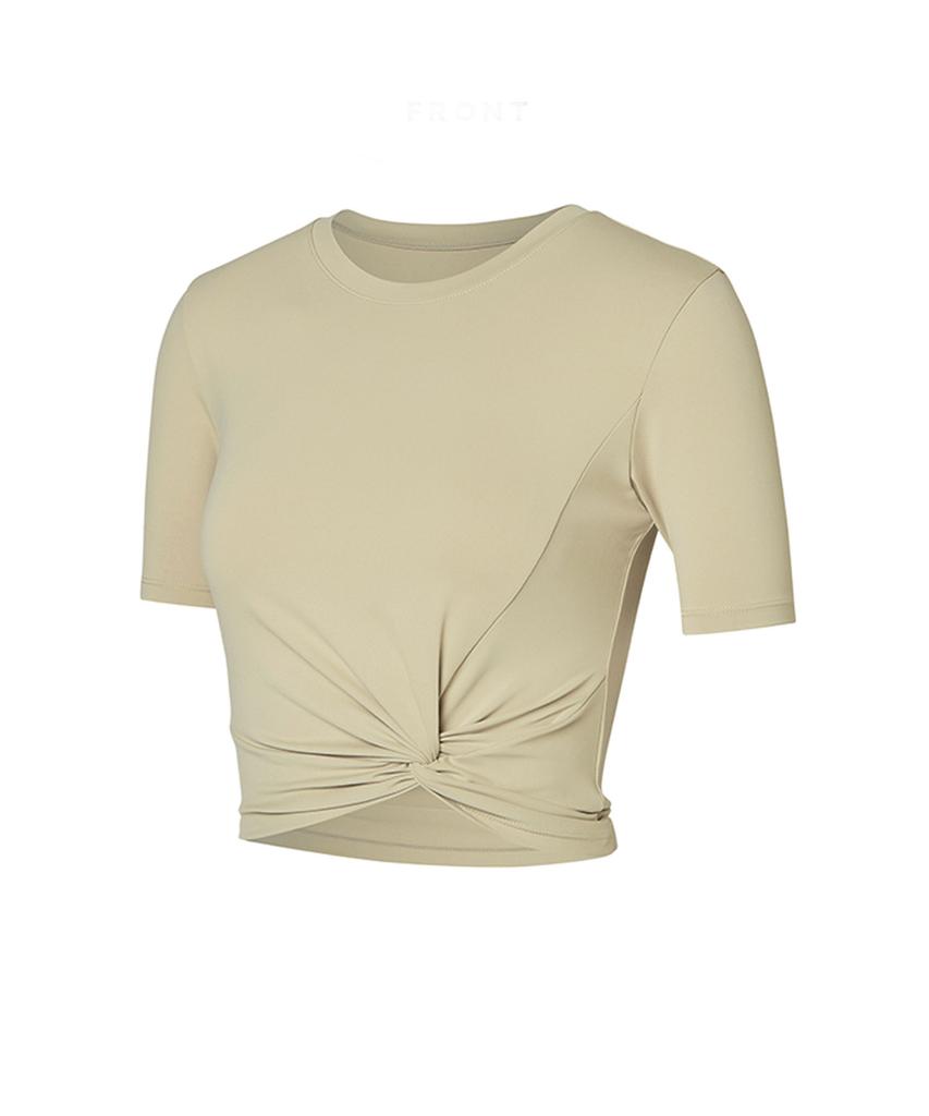 XEXYMIX Fresh Feather Twist Crop Short Sleeve Pale Olive Xt4316F