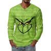 Men's Fashion Printed V-Neck Casual Long-Sleeved T-Shirt Bottoming Shirt Top