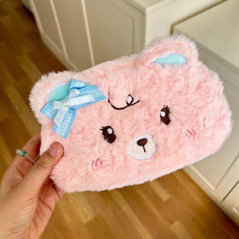 Plush Plush Pencil Case Bear Pencil Pouch Multi-Purpose Fluffy Animal Pen Bag  School Supplies