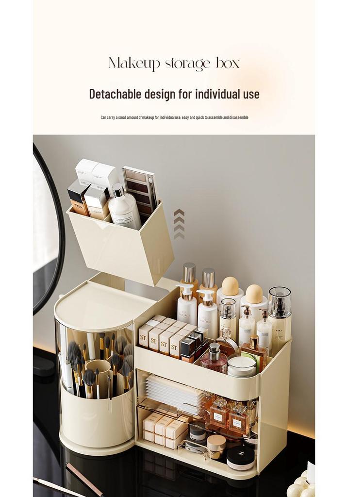 High-Capacity Dustproof Skincare & Cosmetics Organizer with Desktop Drawers