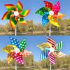22Cm Six-Leaf Stripes Solid Color Small Plastic Hand-Held Windmills Garden Plant Flower Repellent Windmill Outdoor Decoration