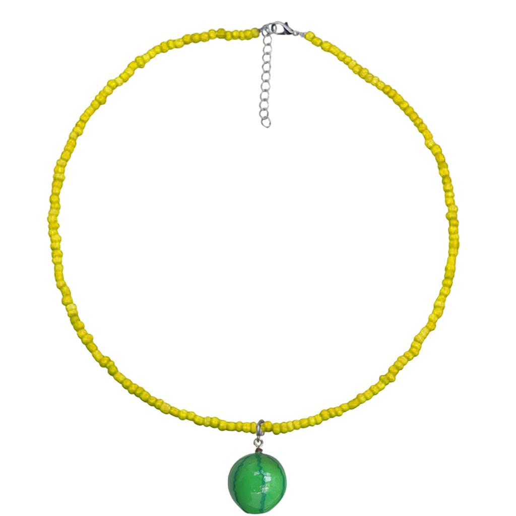 Handgefertigte Fruchtperlenkette Verstellbare Länge Halskette Bunte Perlen Schlüsselbeinkette für Strand- und Urlaubskleidung