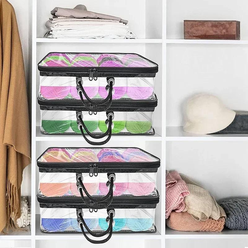 3-piece transparent yarn storage bag, multi-purpose handheld storage bag, clothing storage bag, bed sheet storage bag, underwear
