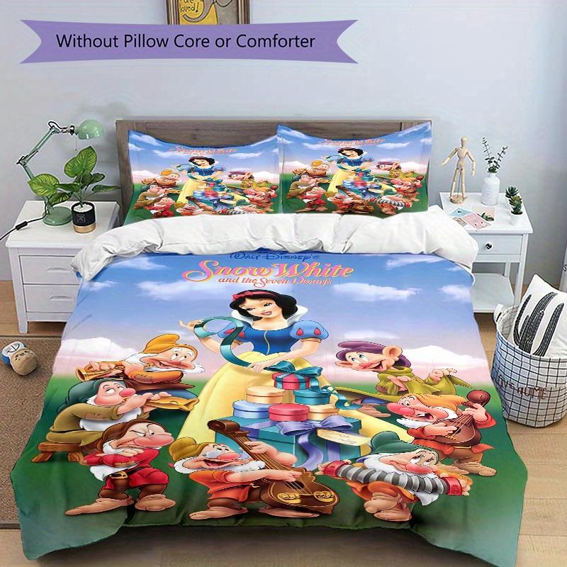 3pcs Snow White and the Dwarfs At the Carnival Printed Bedding Set, Soft and Comfortable Quilt Cover for Bedroom, Guest Room S089