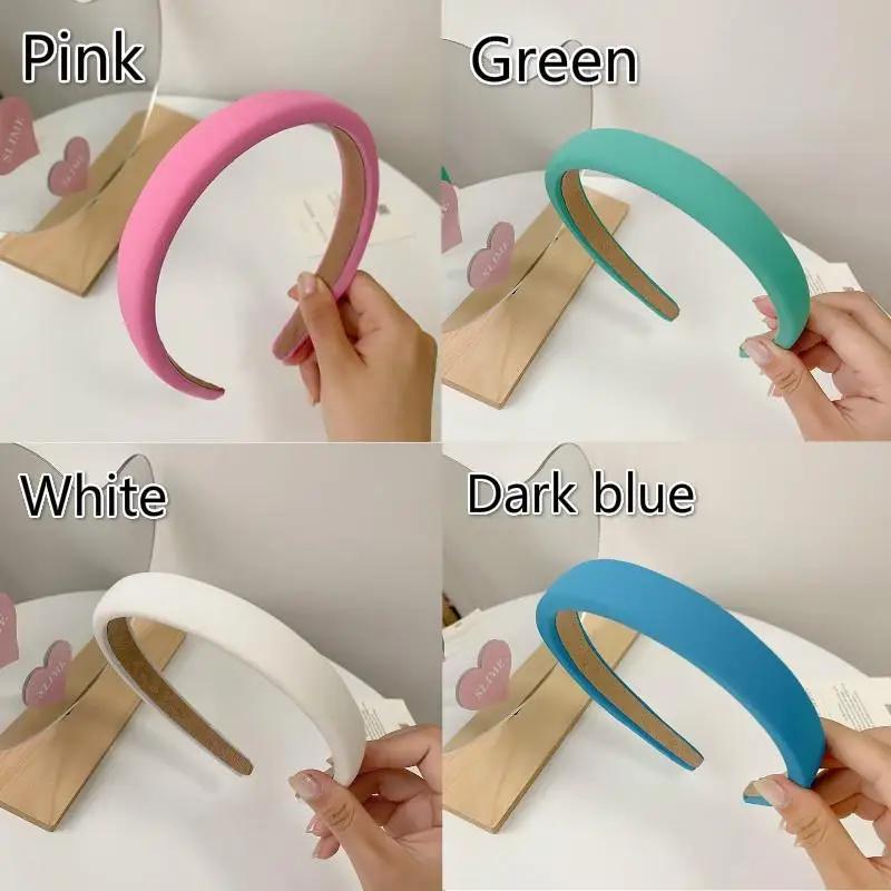 Candy Color Simple Solid Sponge Headband Women Headband Girls Vintage Knit Hair Bands Soft Hairband Elastic Hair Bands