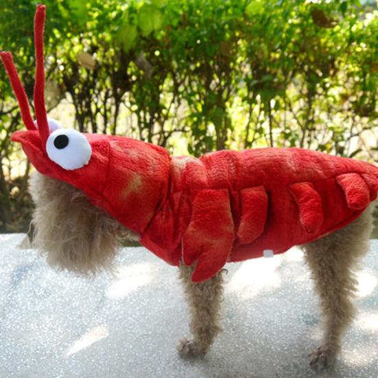 Dog Costume Lobster Shape Holiday Dress Up Funny Style Halloween Pet Two-legged Coat for Puppy