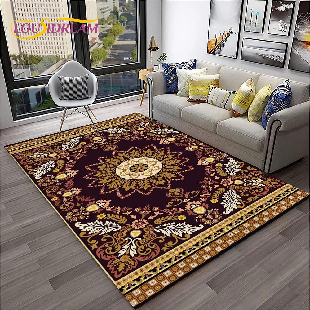 Turkey Bohemian Persian Flower Carpet Rug for Home Living Room Bedroom Sofa Doormat Kitchen Decor,Area Rug Non-slip Floor Mat