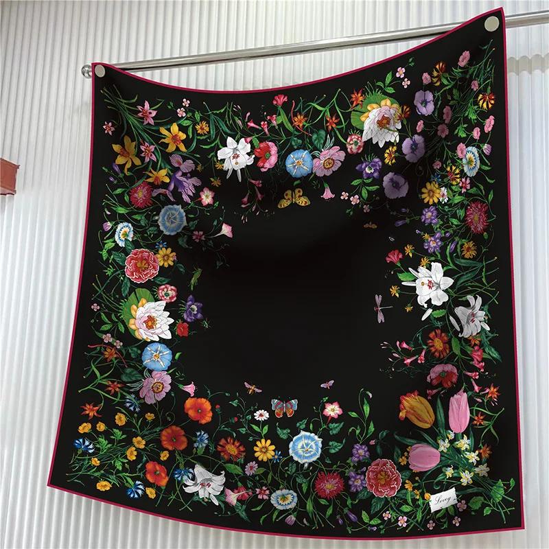 New Year Gift 90cm Large Square Scarf Scarf Women'S Scarves Spring And Autumn Style Fashion Shawl European American Twill Print
