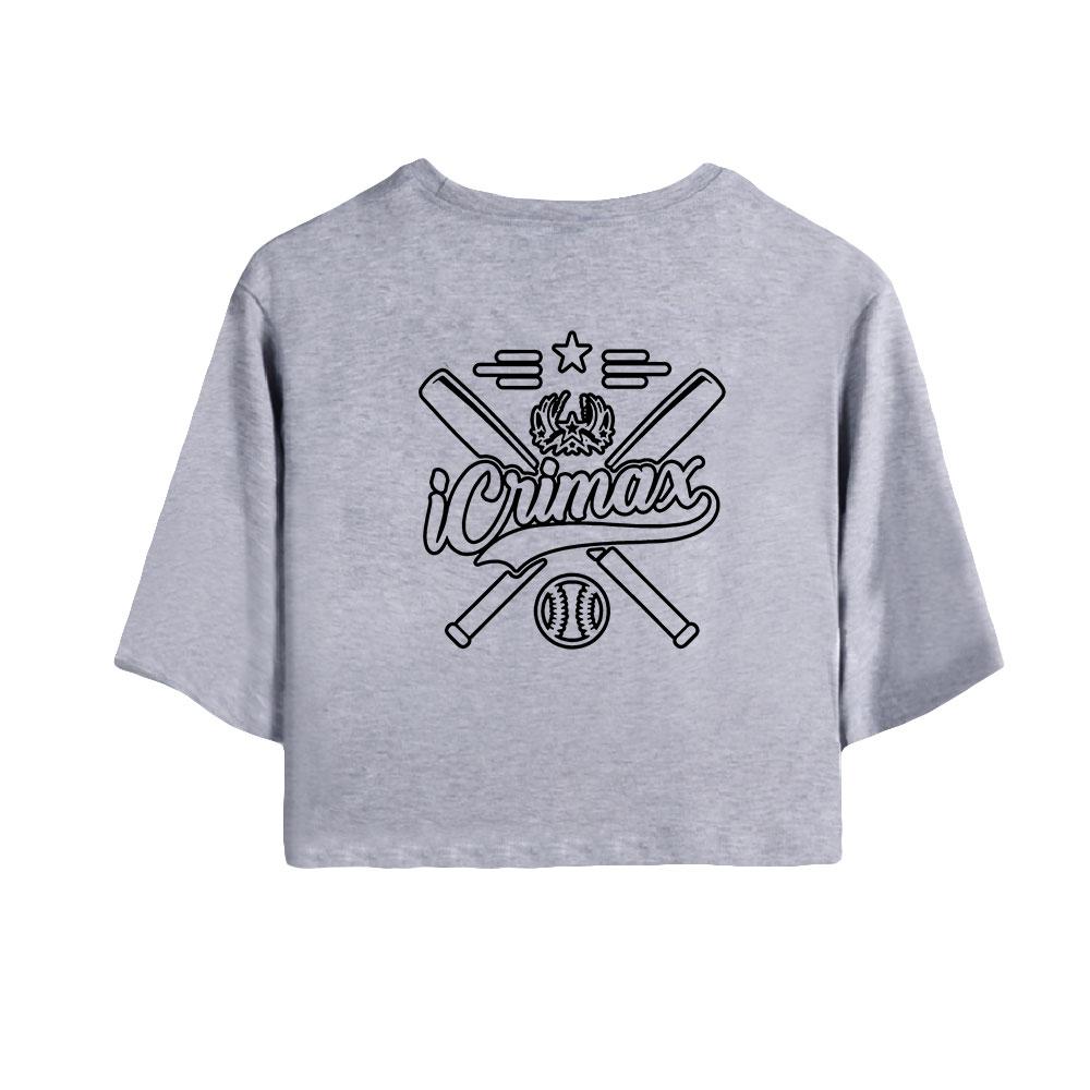 Summer Fashion Women's Sexy Icrimax Letter Print Short Sleeve Crop Top Funny Tee Shirts Hipster O-neck Cool Tops