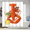 Decorative Shower Curtain Featuring A Lobster Design Easy Cleaning Material For Bathroom Decorations
