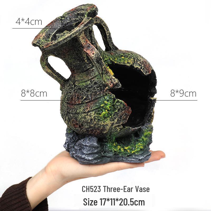 Cross-border Fish Tank Cichlid Cave: Ceramic Hiding House & Retro Vase