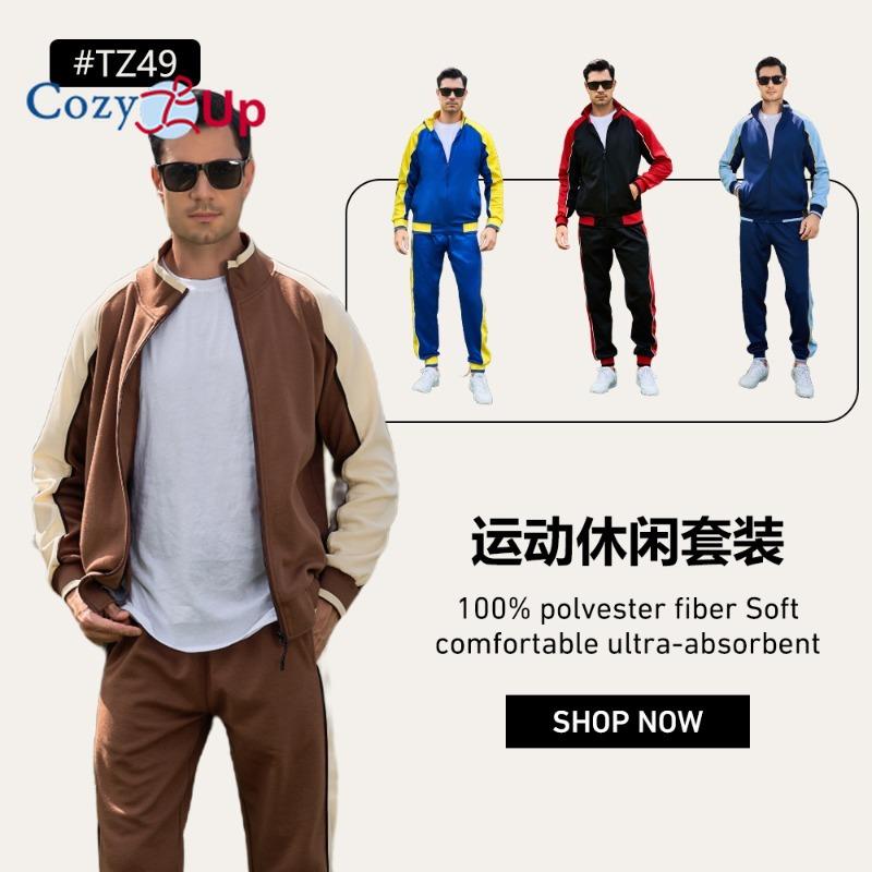 Men's Activewear Full Zip Warm Tracksuit Sports Set Casual Sweat Suit