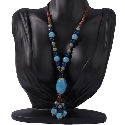 Barevné retro nepravidelné keramické korálky Neckalce Starožitné přívěsky pro ženy Šperky Dárek