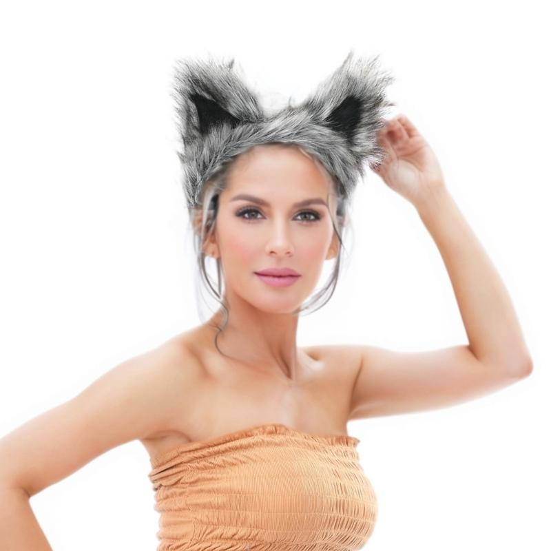 Nepbonten Vossen Wolvenoren Haarband Furry Handgemaakt Dierenoren Haarband Hoofddeksel Halloween Kostuum Cosplay Accessoires