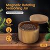 Potes de Tempero de Sal Pote de Pimenta Caixa de Condimentos de Madeira Tigela Pote de Armazenamento com Colher e Tampas Giratórias Magnéticas Saleiro para Cozinha