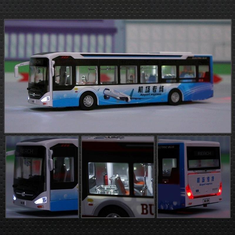 ABBI1 1:42 Maßstab Spielzeugbus, Neue Energie Elektrobusse, Flughafen Sightseeing Metallmodell Pull-Back Sound & Licht Sammlung Für Jungen, Kind