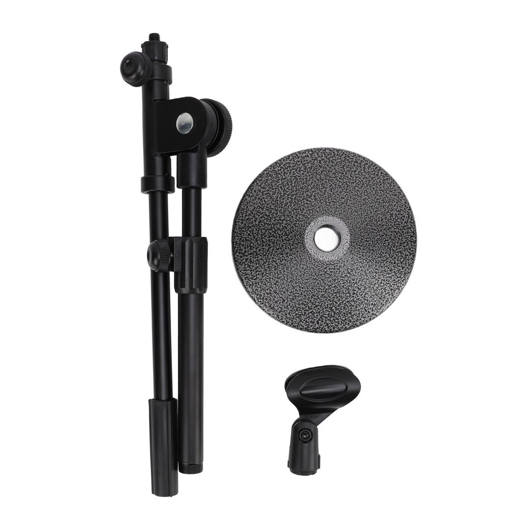 Desk Mic Stand Adjustable Height Angle Weighted Round Base Table Microphone Stand for Meeting
