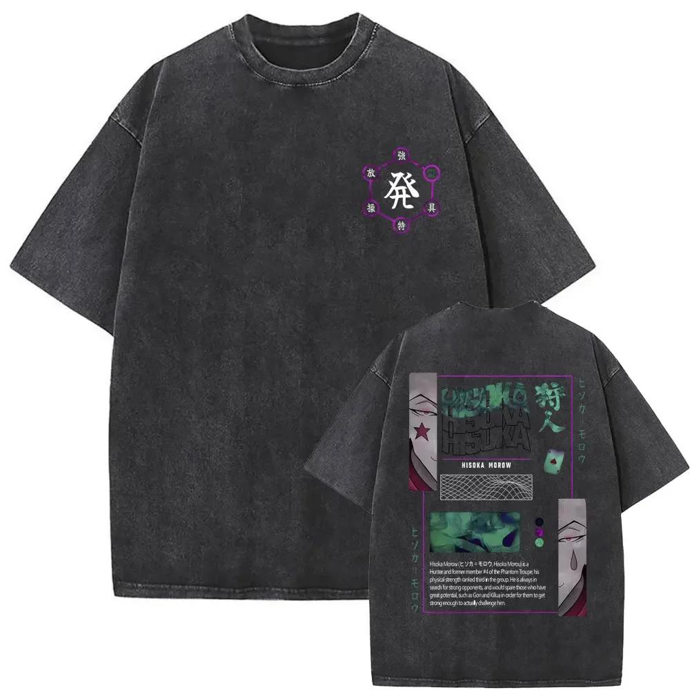 Killua Zoldyck Hunter X Hunter Graphic T-shirt Harajuku Washed T-shirts Men Women Cotton Casual Oversized Short Sleeve T Shirts