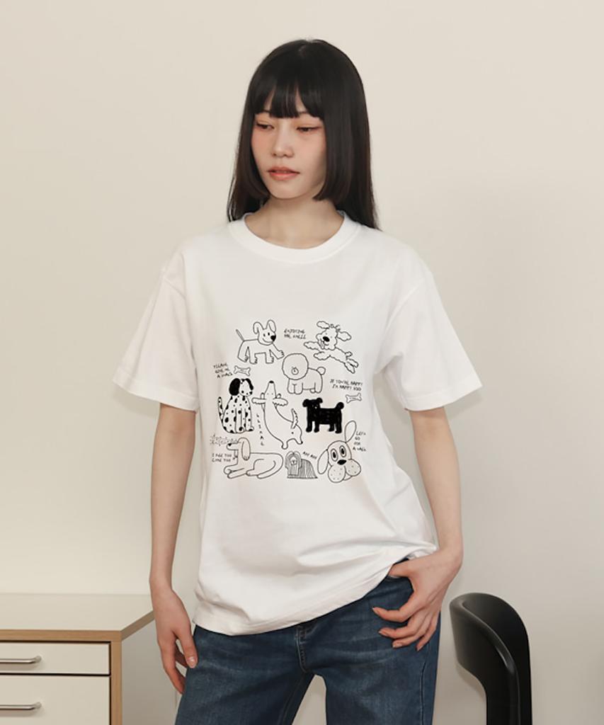 Ttunu Artist Kimae, Puppy Doodles Short Sleeve T-Shirt