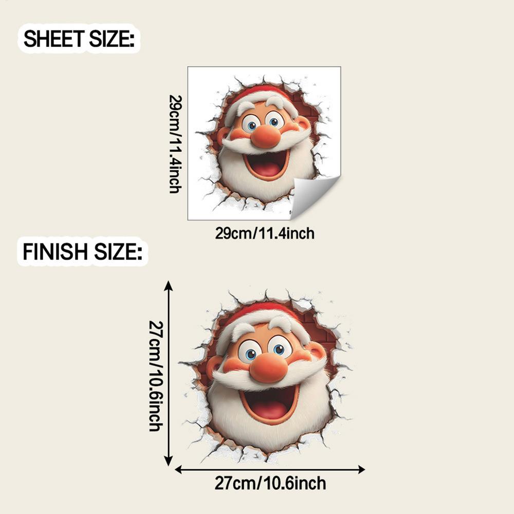 Рождественские наклейки на стену смешные наклейки «сломанная стена» Рождественские наклейки отрываются 3D наклейки Санта-Клаус на стену Декоративные наклейки