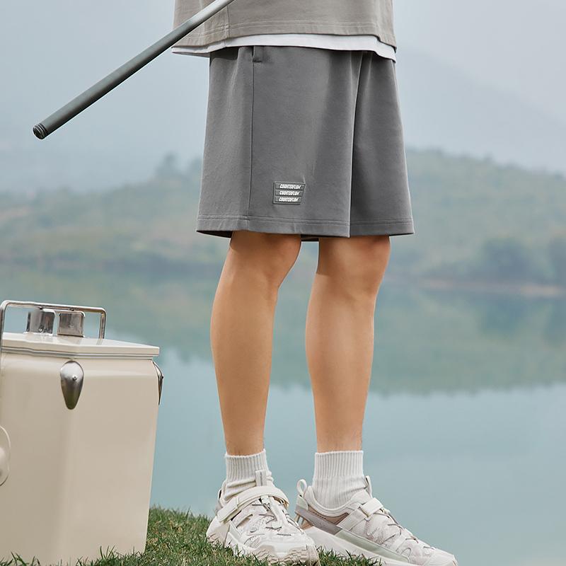 Li Ning CF Series Solid Color Mid Waist Loose Straight Casual Shorts Men shorts Lead-Gray AKSU917-2