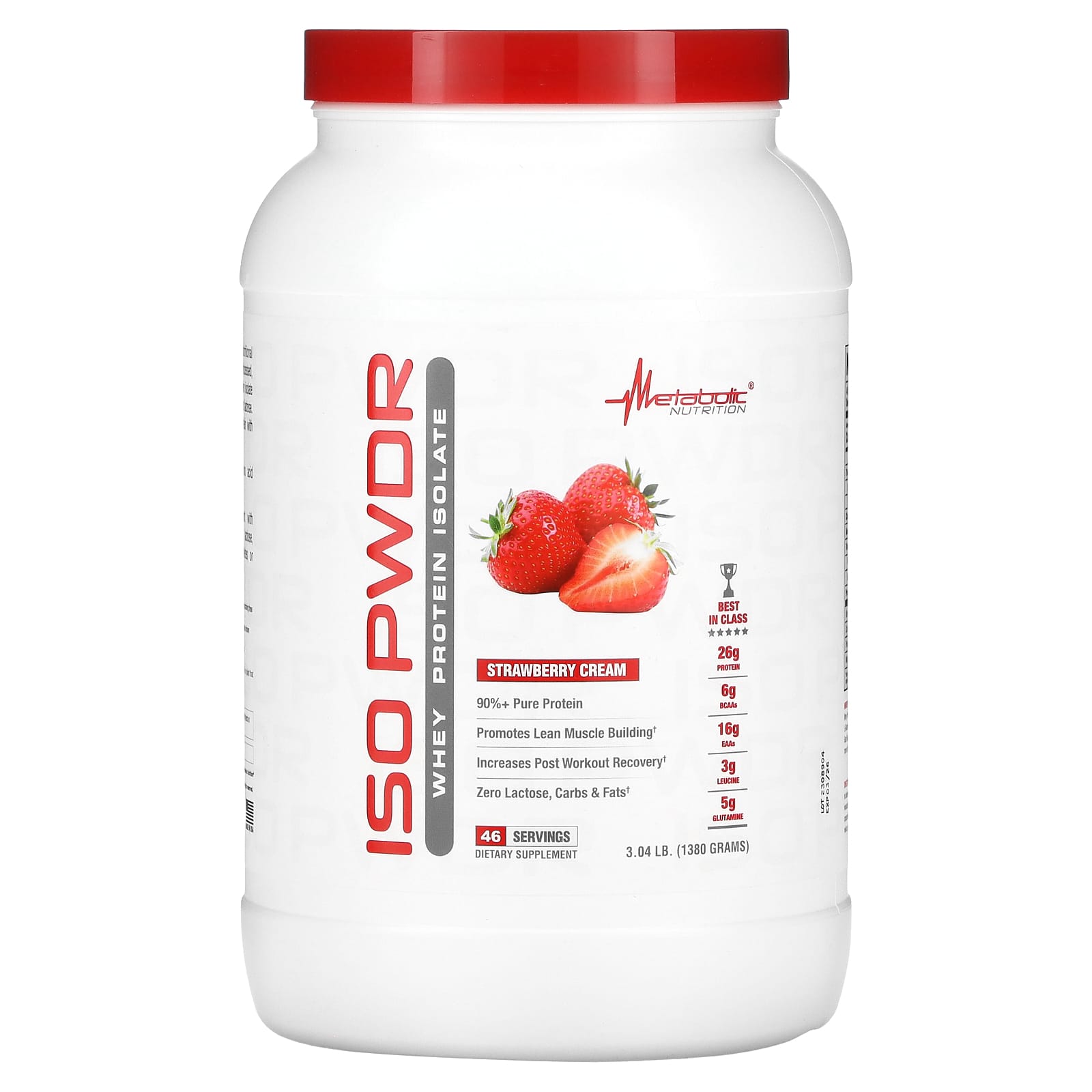 

Isopwdr, Whey Protein Isolate, Strawberry Cream, 1,380G(3.04Lb)