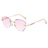 Butterfly Style Frameless Cut Edge Gradually Pink Lens Reading Glasses Anti Blue Light Ultra Light Diamond Presbyopia Eyeglasses