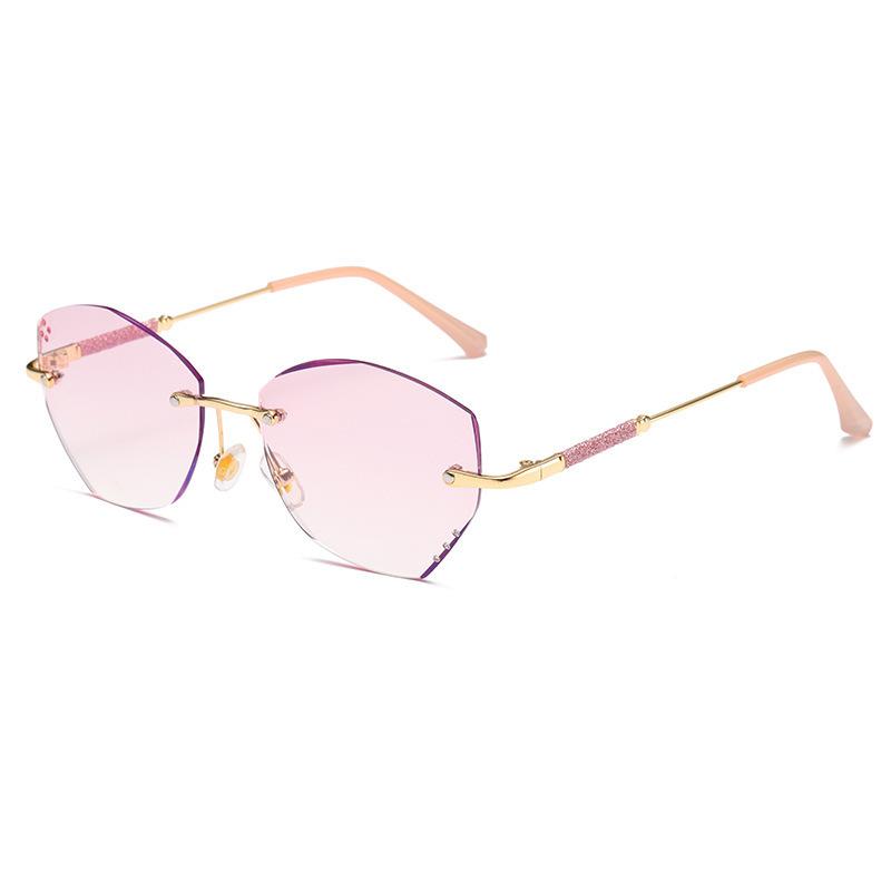

Butterfly Style Frameless Cut Edge Gradually Pink Lens Reading Glasses Anti Blue Light Ultra Light Diamond Presbyopia Glasses 4.0